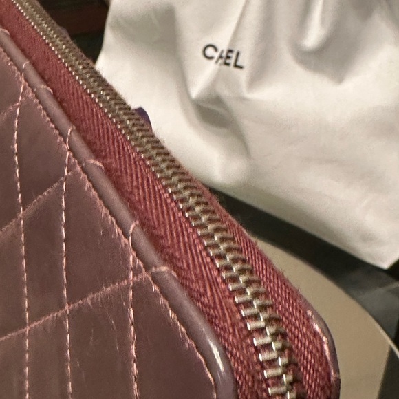 Authentic Chanel Matelasse Long Wallet Round zipper Leather purple. - Picture 7 of 17